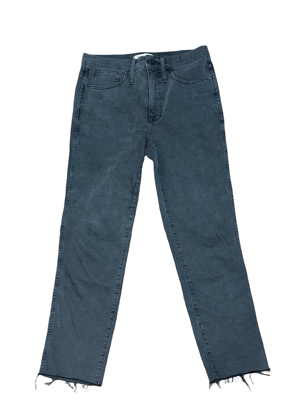 👖 Madewell Stovepipe Black Wash Jeans Women's Size 28 Frayed Hem Straight leg